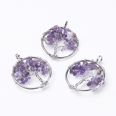Natural Amethyst Pendants G-E419-03P-1