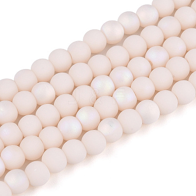 Frosted Opaque Glass Beads Strands GLAA-T032-P4mm-MBB09-1