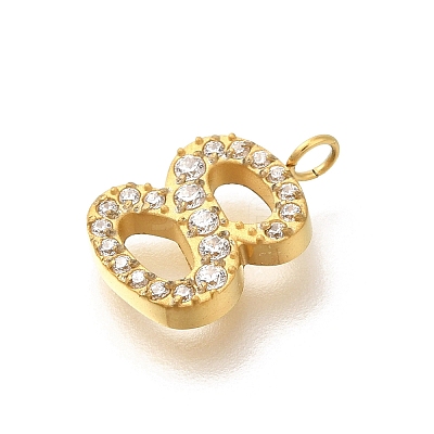 Ion Plating(IP) 304 Stainless Steel Micro Pave Cubic Zirconia Pendants STAS-H228-01G-08-1