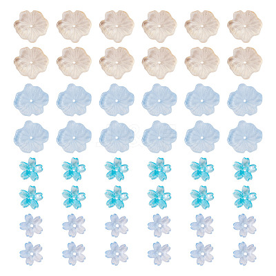 100Pcs 4 Styles Baking Paint Transparent Glass Bead Caps DGLA-TA0001-51-1