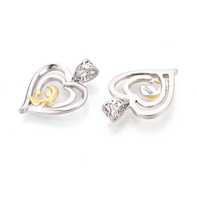 Mother's Day 925 Sterling Silver Heart with Mom and Bagy Pendants STER-N016-104PG-1