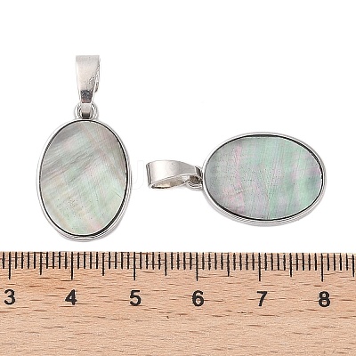 Rack Plating Natural Black Lip Shell Pendants KK-E059-18P-01-1