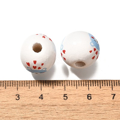 Valentine's Day Element Printed Wood Beads WOOD-R002-01-17-1