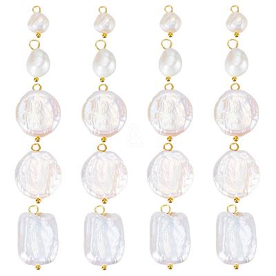 20Pcs 5 Style Natural Pearl Pendants PALLOY-PH01822-1