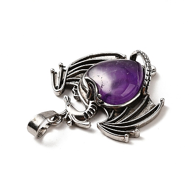 Natural Amethyst Heart Pendants KK-K331-01AS-08-1