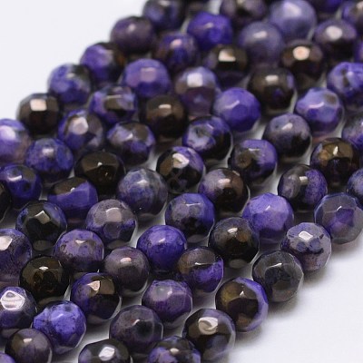 Faceted Natural Fire Crackle Agate Beads Strands X-G-F447-4mm-A11-1
