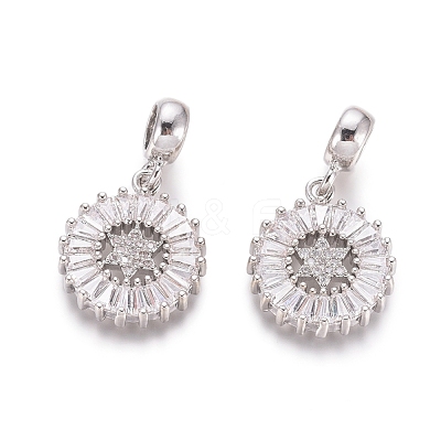 Brass Micro Pave Clear Cubic Zirconia European Dangle Charms OPDL-L016-01P-1