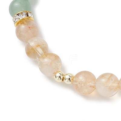 3Pcs Natural Mixed Gemstone and Shell Pearl Round Beads Stretch Bracelets for Women BJEW-JB12229-1