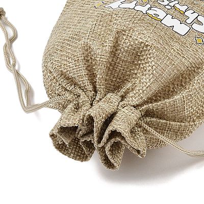 Christmas Printed Burlap Packing Pouches Drawstring Bags ABAG-Q053-02B-02-1