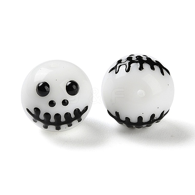 Halloween Themed Baking Paint Glass Beads Strands LAMP-L078-001A-1