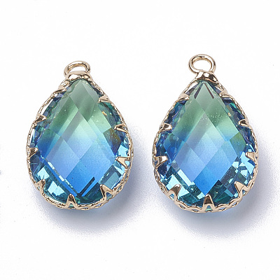 K9 Glass Imitation Tourmaline Pendants X-GLAA-Q069-02C-1