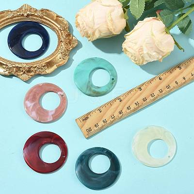 24Pcs 6 Colors Acrylic Pendants OACR-FS0002-66-1