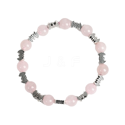 Christmas Theme Natural Rose Quartz Stretch Bracelets PW-WGC1682-02-1