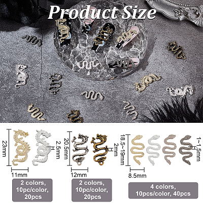 80Pcs 8 Style Alloy Cabochons MRMJ-OC0003-86-1