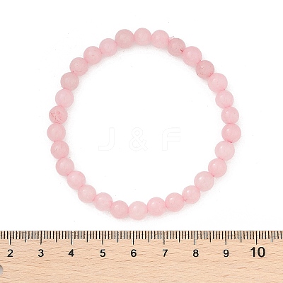 Natural Rose Quartz Bead Stretch Bracelets X-BJEW-K212-A-045-1