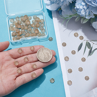 100Pcs Long-Lasting Plated Brass Fancy Bead Caps KK-UN0006-18-1