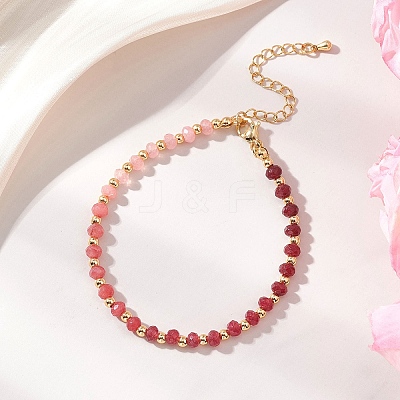 Brass & Dyed Natural Malaysia Jade Rondelle Beaded Bracelets for Women BJEW-JB13323-01-1