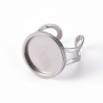 Tarnish Resistant 201 Stainless Steel Cuff Ring Findings STAS-S080-040D-P-1