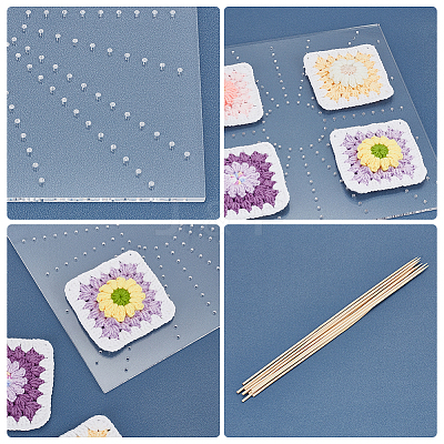 Square Acrylic Crochet Blocking Board TOOL-WH0125-68-1