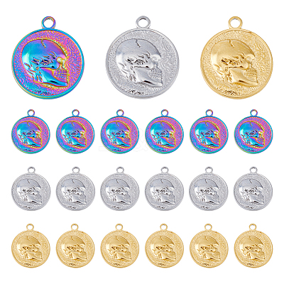 18Pcs 3 Colors 201 Stainless Steel Pendants STAS-DC0013-72-1