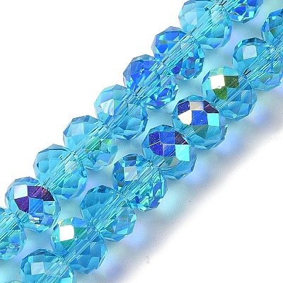AB Color Plated Transparent Electroplate Beads Strands X-EGLA-H104-06H-1