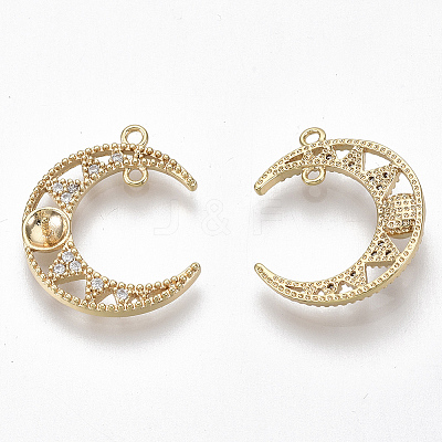 Brass Micro Pave Cubic Zirconia Peg Bails Links/Connercots KK-S356-047G-NF-1