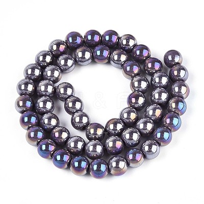 Electroplate Opaque Glass Beads Strands GLAA-T032-P8mm-AB15-1