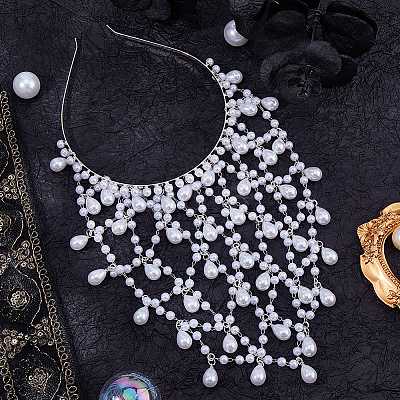 Imitation Pearls Hair Bands for Women Girls AJEW-WH20033-107-1