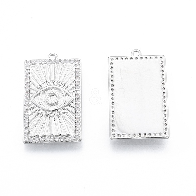 Brass Micro Pave Cubic Zirconia Pendant Rhinestone Settings KK-C006-29P-1