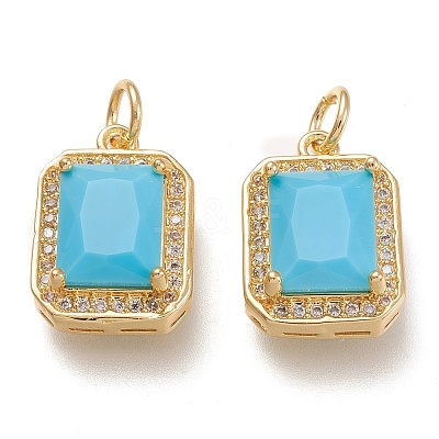 Brass Glass Charms LS-ZIRC-F116-09D-G-1