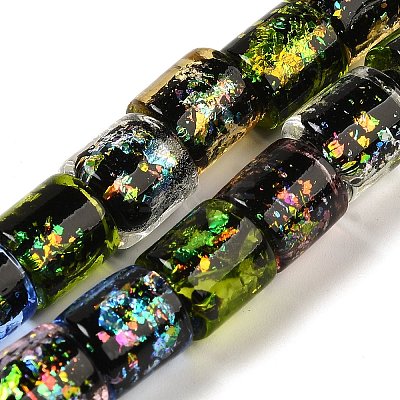 Handmade Dichroic Foil Glass Beads Strands DICH-U001-09A-1