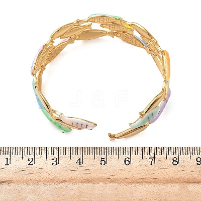 Ocean 304 Stainless Steel Enamel Cuff Bangles for Women BJEW-F518-02F-G-1