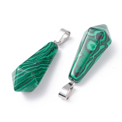 Synthetic Malachite Pointed Pendants G-I314-02P-12-1