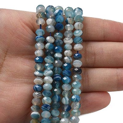 Natural Banded Agate Beads Strands G-D344-A34-06-1