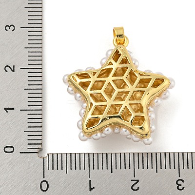 Rack Plating Brass & ABS Plastic Imitation Pearl Pendants KK-N255-03C-G-RS-1