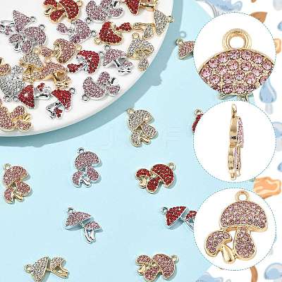 24Pcs 6 Colors Rack Plating Alloy Rhinestone Pendants FIND-FS0004-96-1