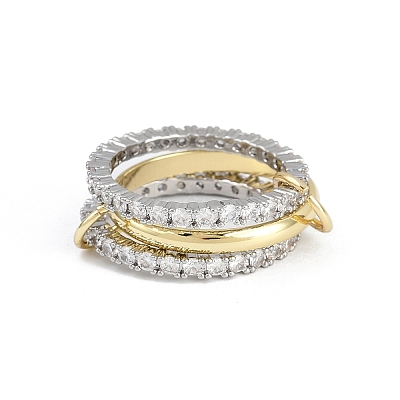 Brass Micro Pave Cubic Zirconia Finger Rings RJEW-D325-01PG-01-1