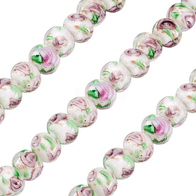 1 Strand Handmade Lampwork Inner Flower Rondelle Beads Strands LAMP-TA0002-72K-1