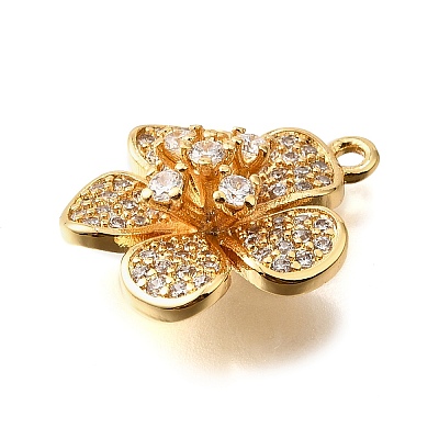 Brass Micro Pave Clear Cubic Zirconia Pendants KK-U065-02A-G-1