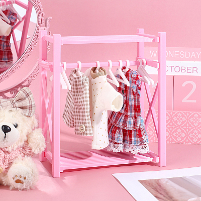 Plastic Mini Clothes Closet with Coat Hanger DOLL-WH0007-14A-1