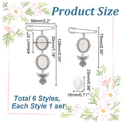 DIY Blank Oval Tibetan Charms Brooches Making Kit JEWB-AR00001-1