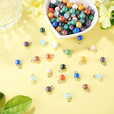 110Pcs 11 Styles Electroplate Round Glass Bead Charms PALLOY-TAC0307-1