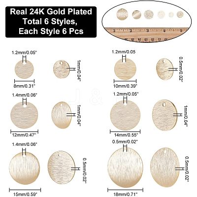 36Pcs 6 Style Brass Pendants KK-HY0001-30-1