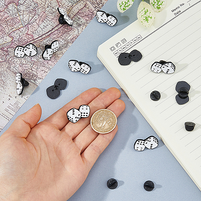 12Pcs Dice Enamel Pin JEWB-FH0003-03-1