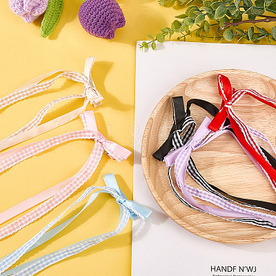 6Pcs 6 Colors Lace Bowknot Polyester Alligator Hair Clips PHAR-CY0001-02-1