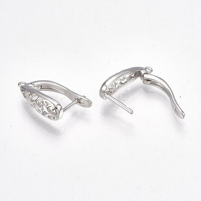 Brass Hoop Earring Findings with Latch Back Closure KK-S350-070P-1