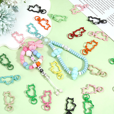 30Pcs Spray Painted Eco-Friendly Alloy Swivel Snap Hooks Clasps FIND-SC0016-41-1