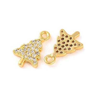 Brass Micro Pave Clear Cubic Zirconia Pendants KK-U017-07A-G-1