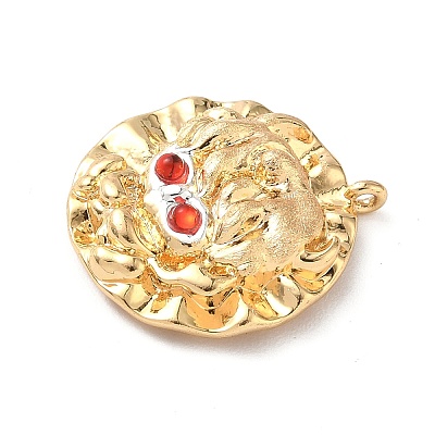 Brass Micro Pave Cubic Zirconia Enamel Pendants KK-L250-08G-03-1