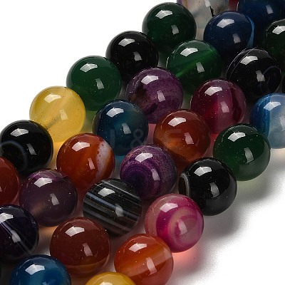 Dyed Natural Banded Agate Beads Strands G-G175-A10-01-1